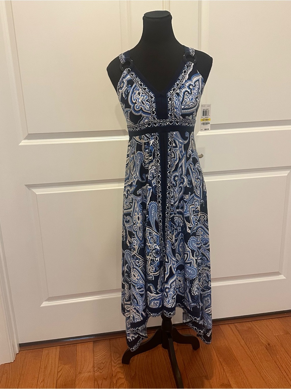 INC International Concepts Navy & White Paisley High-Low Dress